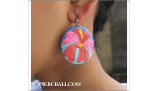 Woman Earring Woods Floral Hand Painting